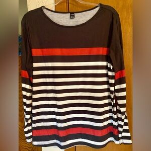 SHEIN 20”PTP Sz: XL L/S Top w/ Red , Black, White Stripes